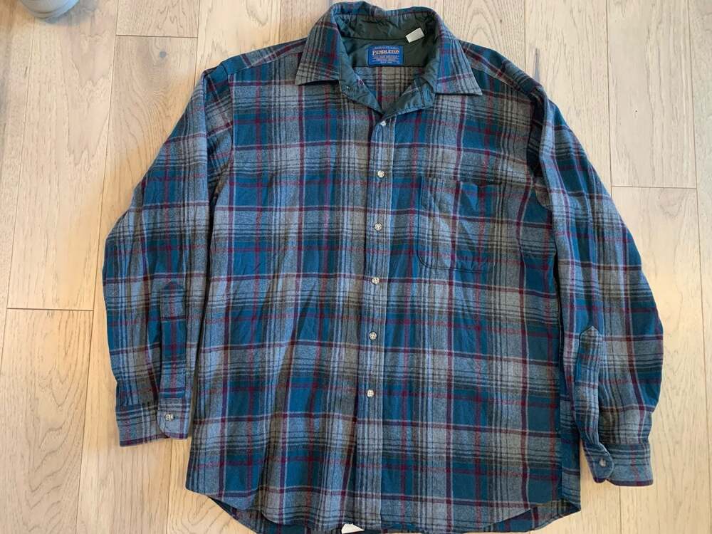 Pendleton Vintage 100% Virgin Wool Plaid Flannel Shirt Size L